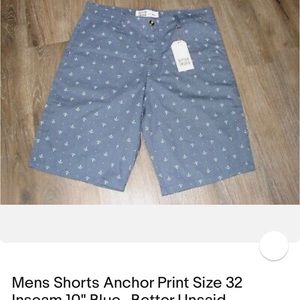 brand better left unsaid blue anchor print 32 mens shorts